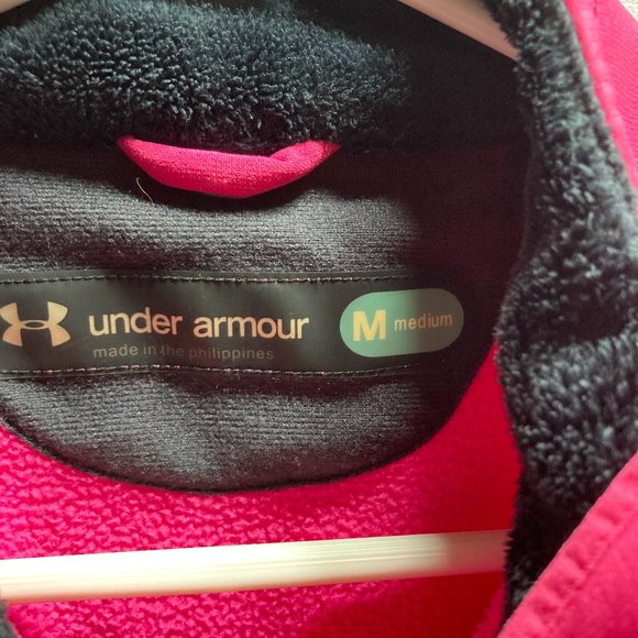 UNDER ARMOUR Hot Pink Purple Accents Zip Long Sleeve Fleece Jacket Womens Medium - Picture 8 of 16